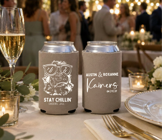 Dog lover wedding can coolers.