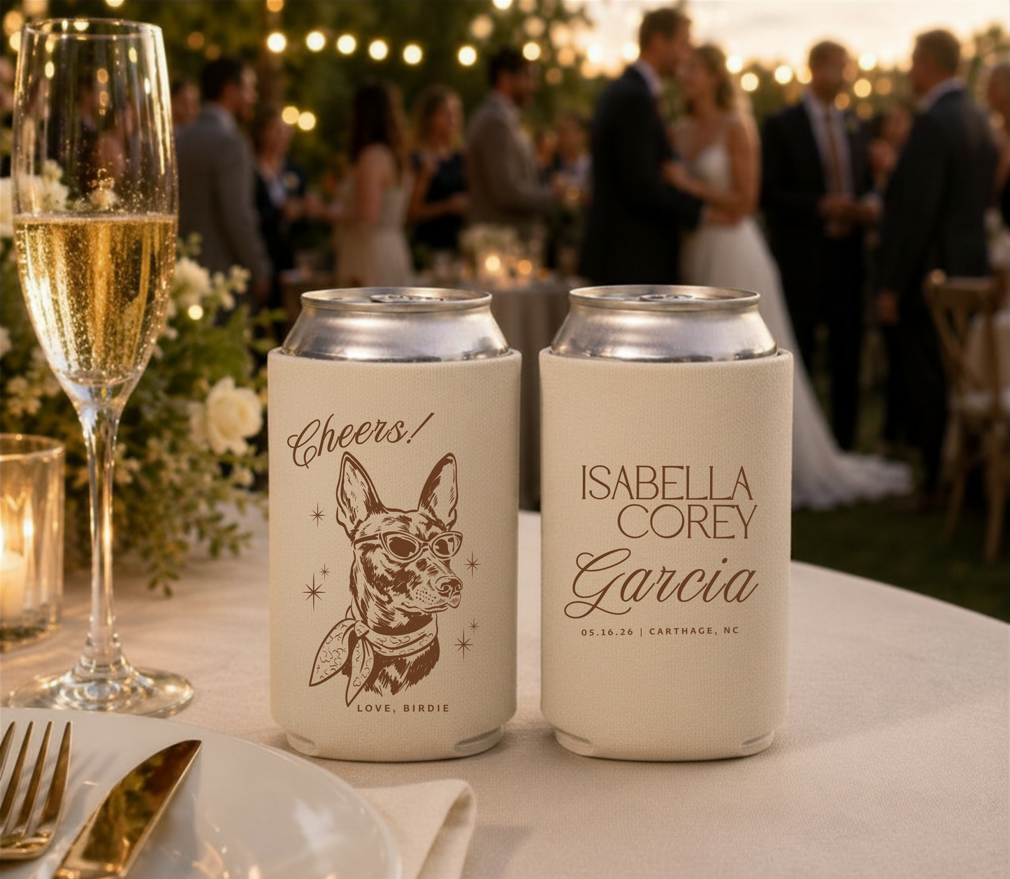 Custom dog lover wedding can coolers.
