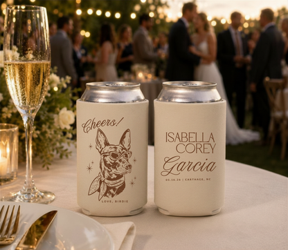 Custom dog lover wedding can coolers.