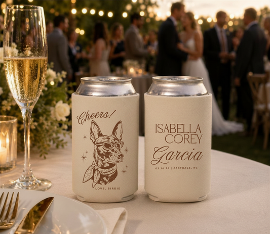 Custom dog lover wedding can coolers.