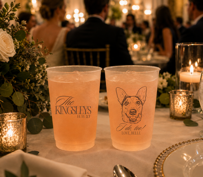 Dog lover wedding reusable cups.