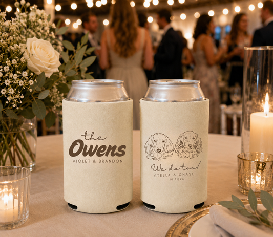 Custom rustic dog wedding can cooler