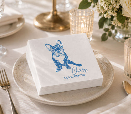 Custom pet portrait cocktail napkins