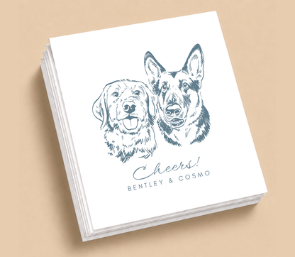 Personalized Pet Portrait Cheers Wedding Napkins