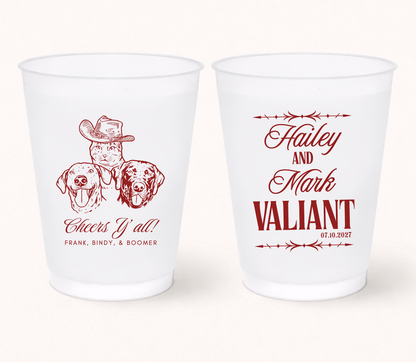 Western pet portrait wedding frosted cup
Custom dog and cat wedding cup
Personalized ranch wedding drinkware
Cowboy themed pet wedding favor cup