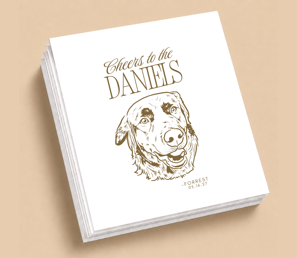 Personalized Pet Portrait Design Wedding Napkins