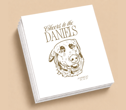 Personalized Pet Portrait Design Wedding Napkins