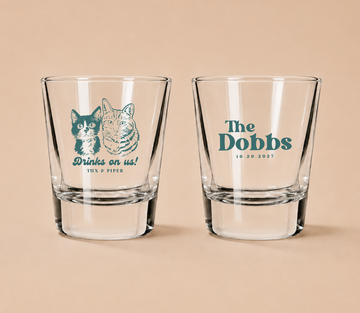 Personalized Pet Portrait Wedding Shot Glasses
