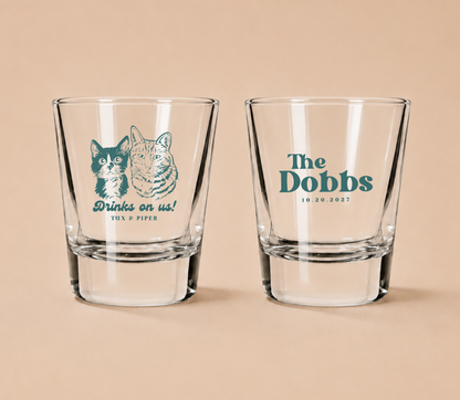 Personalized Pet Portrait Wedding Shot Glasses