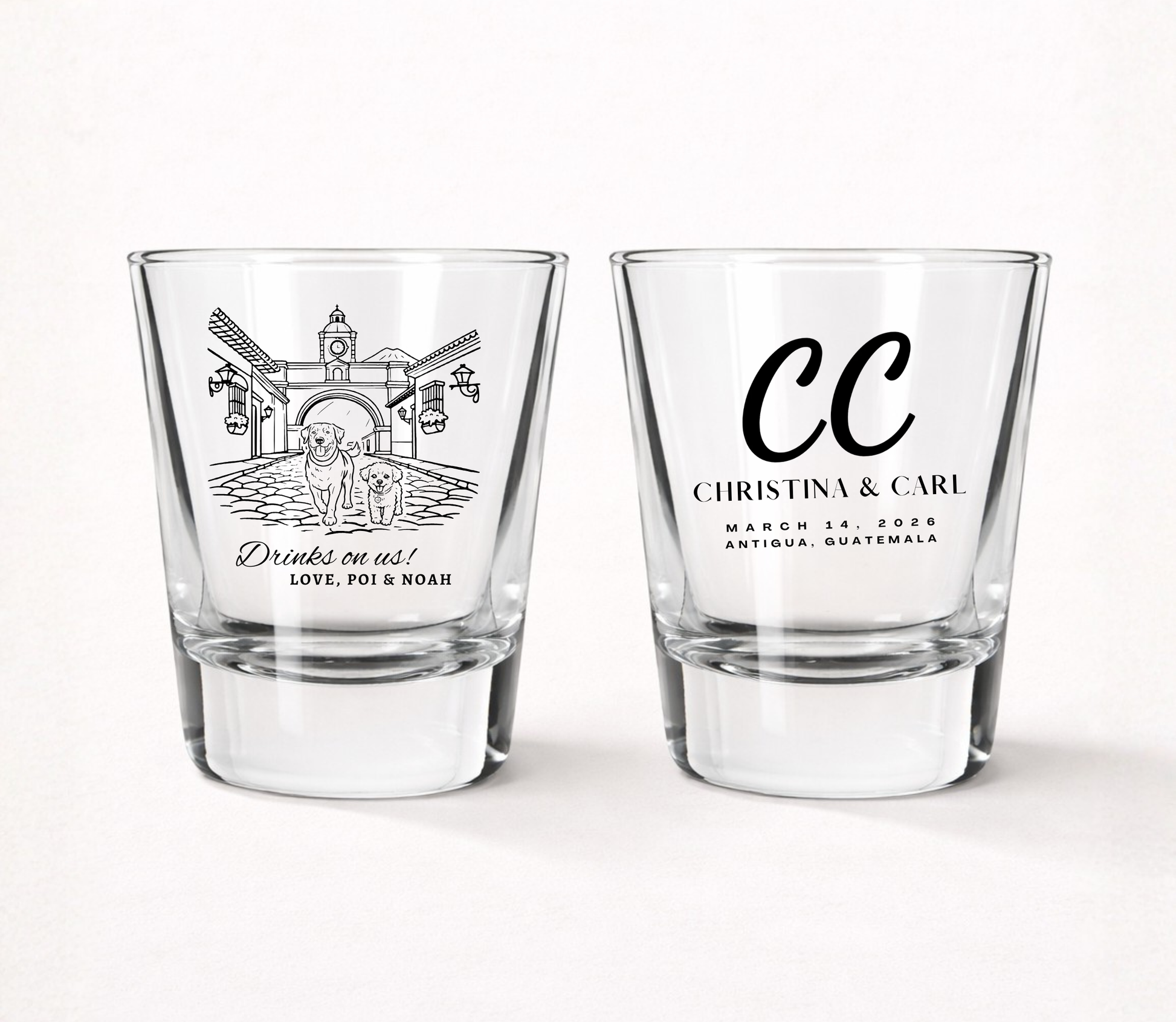 Custom pet wedding shot glasses
Dog wedding favor shot glasses
Personalized pet portrait wedding glasses
Destination wedding shot glasses
Pet lover wedding favors
Custom dog wedding keepsakes