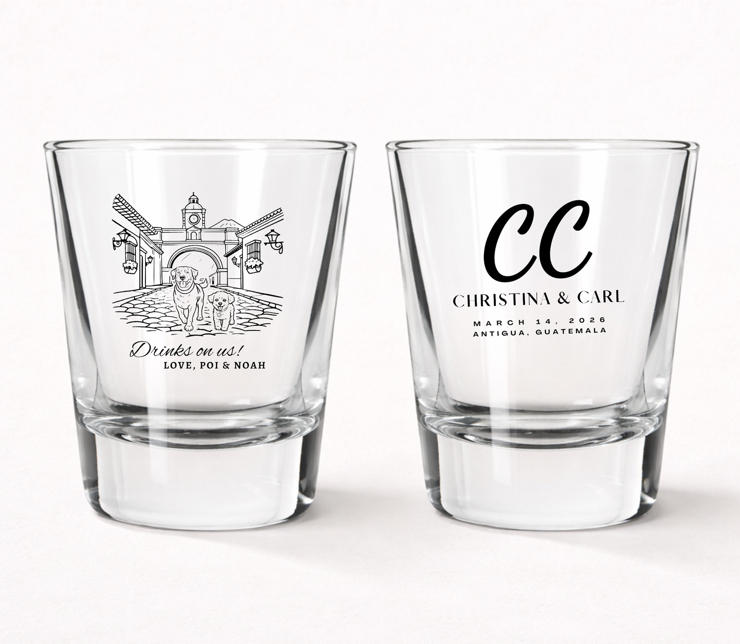 Custom pet wedding shot glasses
Dog wedding favor shot glasses
Personalized pet portrait wedding glasses
Destination wedding shot glasses
Pet lover wedding favors
Custom dog wedding keepsakes