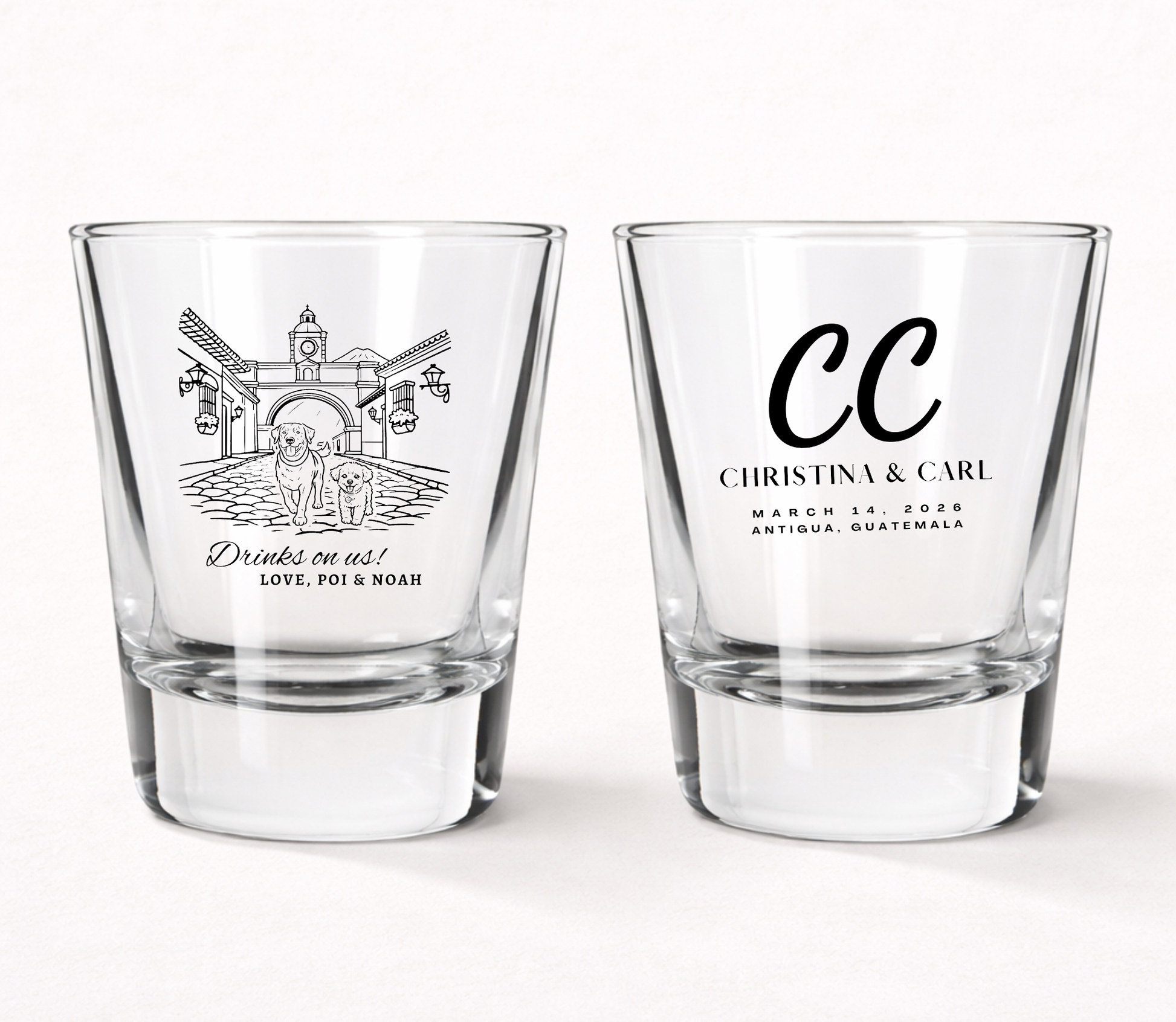 Custom pet wedding shot glasses
Dog wedding favor shot glasses
Personalized pet portrait wedding glasses
Destination wedding shot glasses
Pet lover wedding favors
Custom dog wedding keepsakes