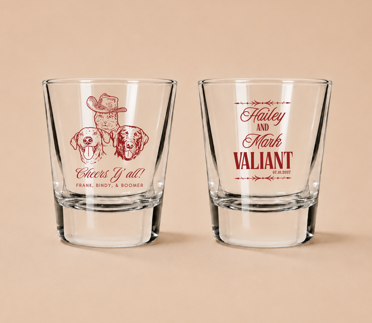 Personalized Pet Wedding Shot Glasses