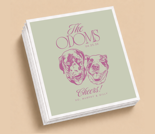 Personalized Pets Portrait Wedding Napkins