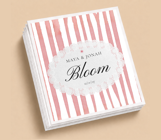 Personalized Pink Stripe Wedding Napkins