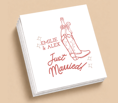 Personalized Pink Western Cowboy Boot Table Napkins