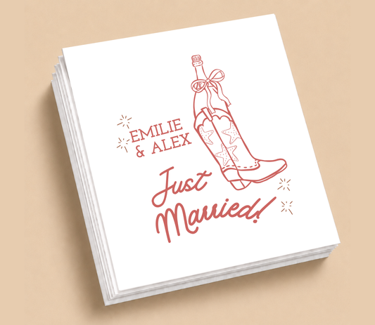 Personalized Pink Western Cowboy Boot Table Napkins