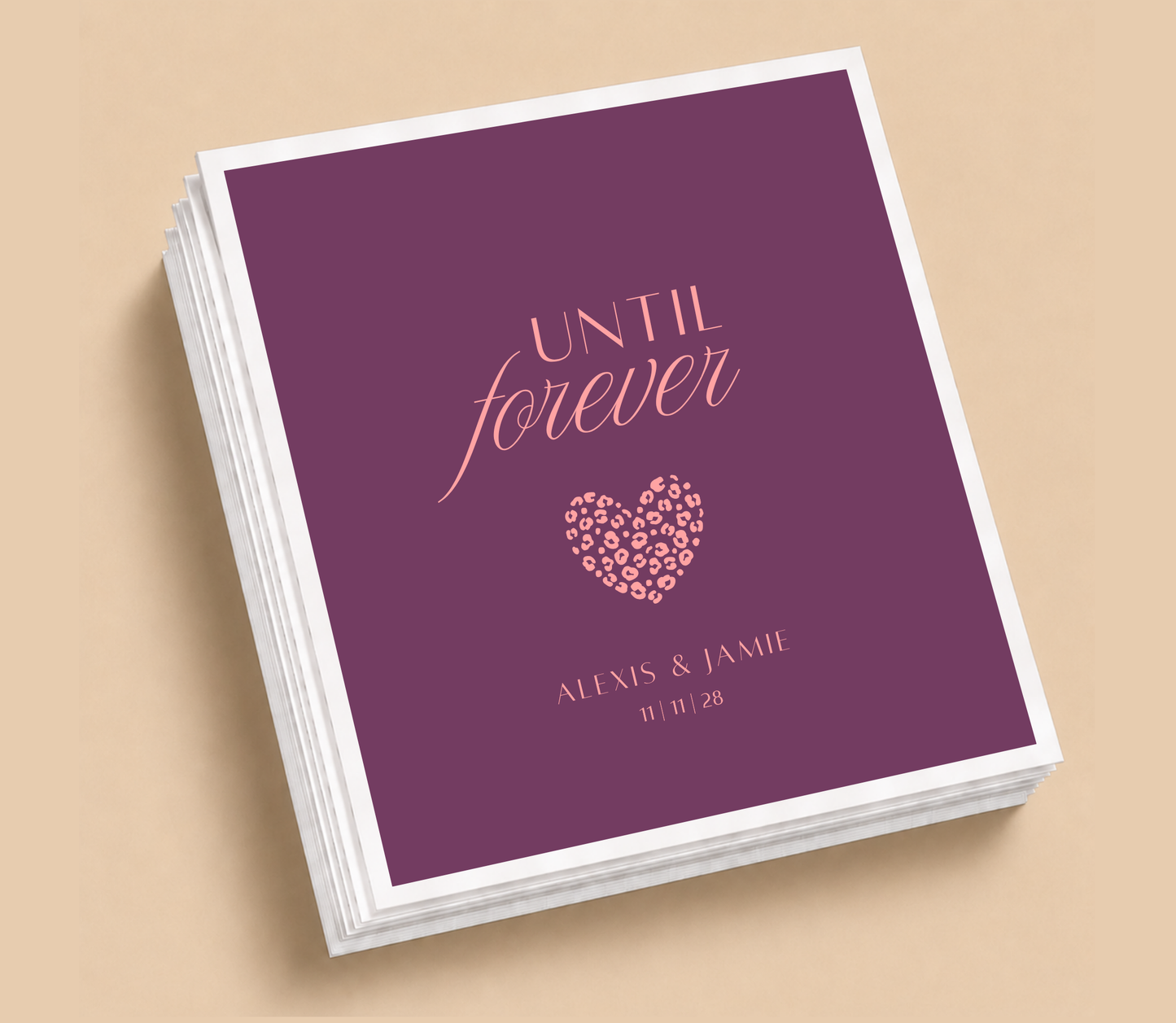 Personalized Plum Until Forever Wedding Cocktail Napkin