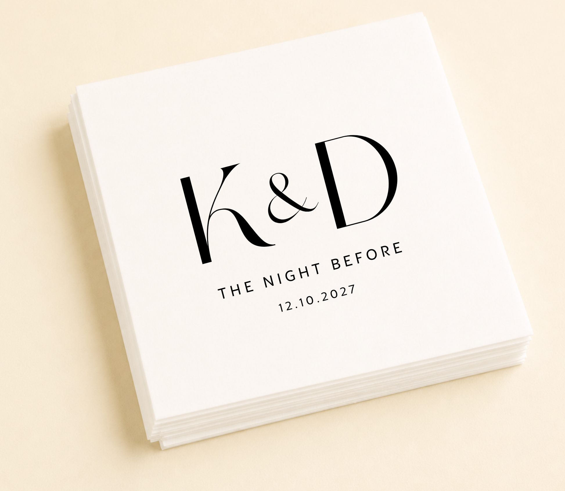 Personalized wedding weekend napkins with The Night Before wording for welcome parties and rehearsal dinners