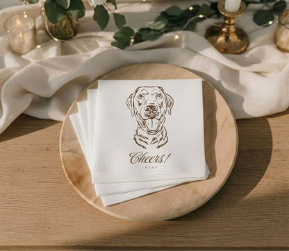 Custom dog portrait wedding napkins