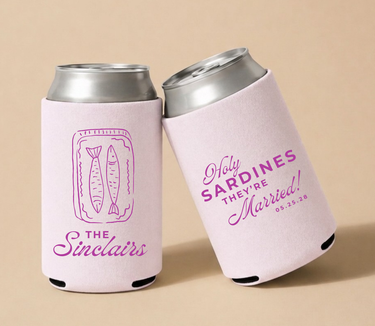 Sardine Inspired Wedding Can Coolers