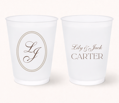Elegant script monogram wedding frosted cups
Personalized wedding cups with classic initials
Minimalist frosted cups with custom monogram
Luxury wedding drinkware with elegant typography
Custom wedding favor cups with names
Classic personalized bridal shower cups