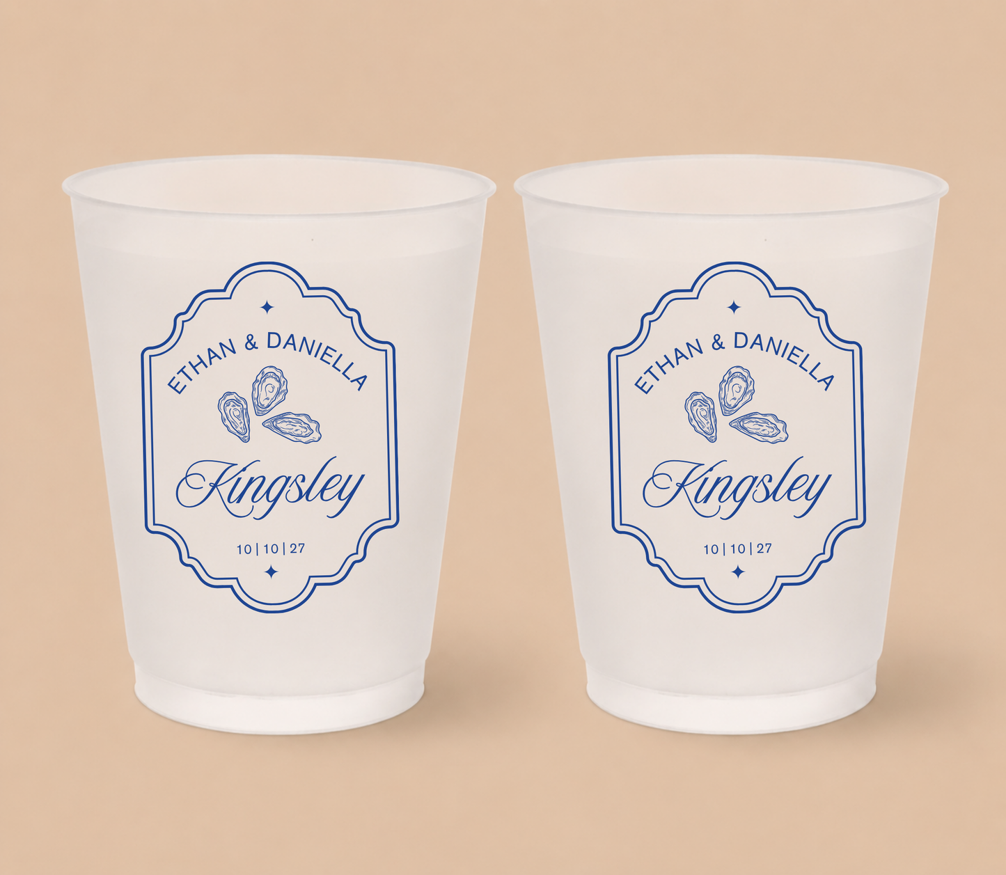 Oyster Theme Frosted Cups Coastal Border Style