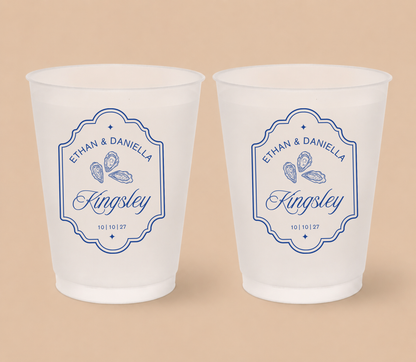 Oyster Theme Frosted Cups Coastal Border Style