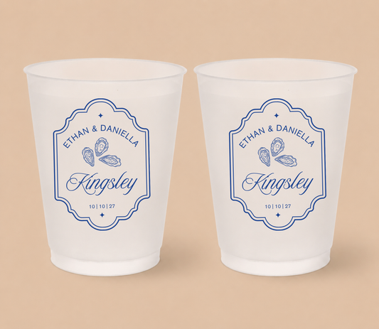 Oyster Theme Frosted Cups Coastal Border Style