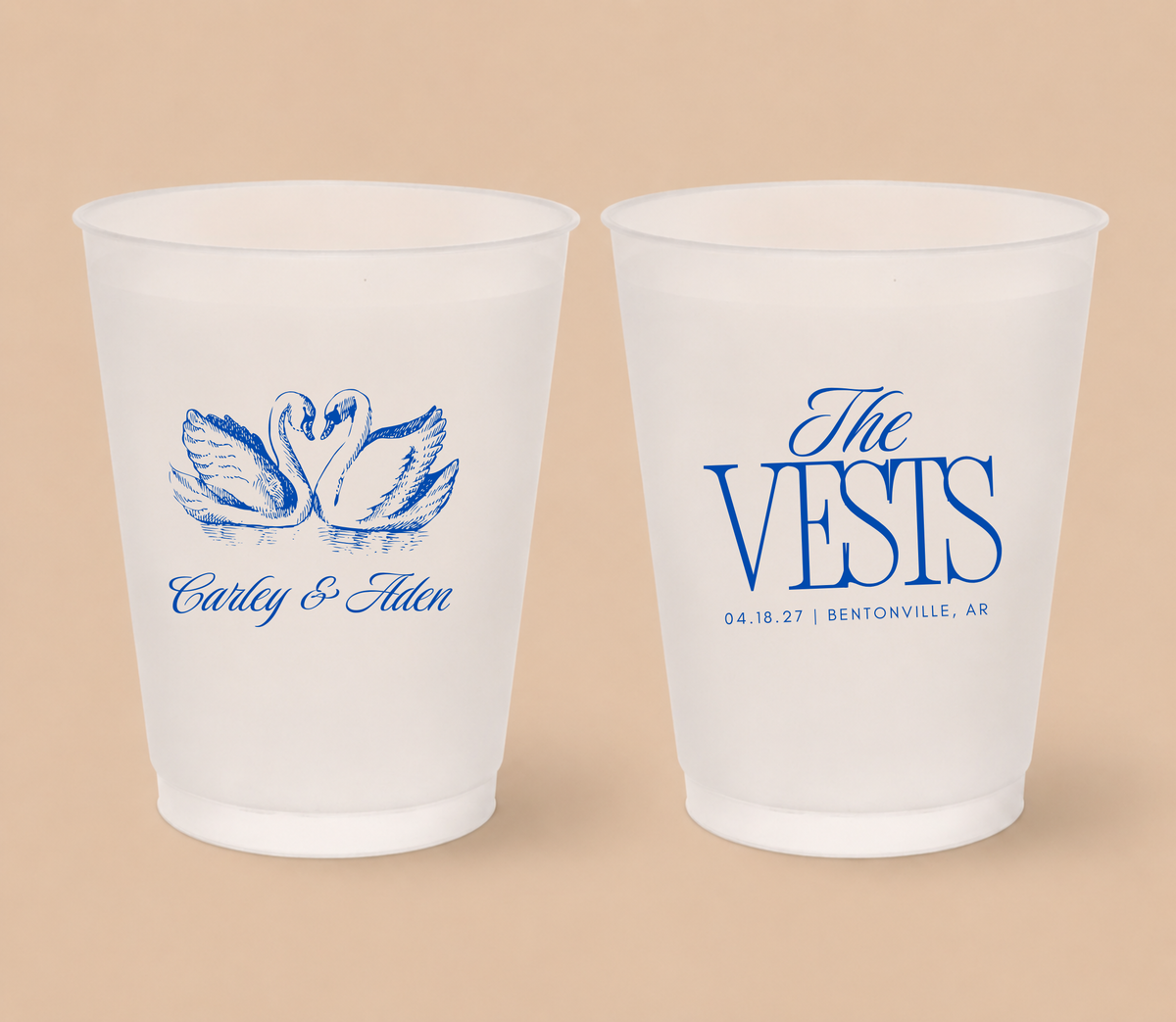 Personalized Swan Wedding Frosted Cups
