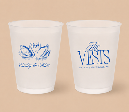 Personalized Swan Wedding Frosted Cups