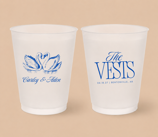 Personalized Swan Wedding Frosted Cups