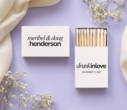 Personalized Modern Typography Wedding Matchboxes