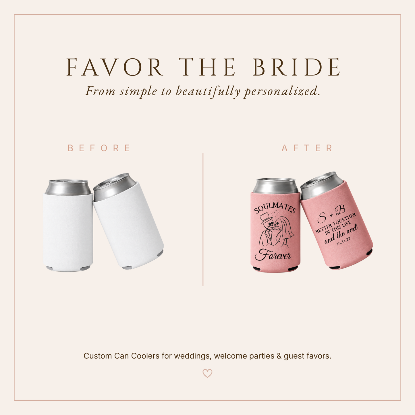 Personalized Soulmates Forever Pink Can Coolers