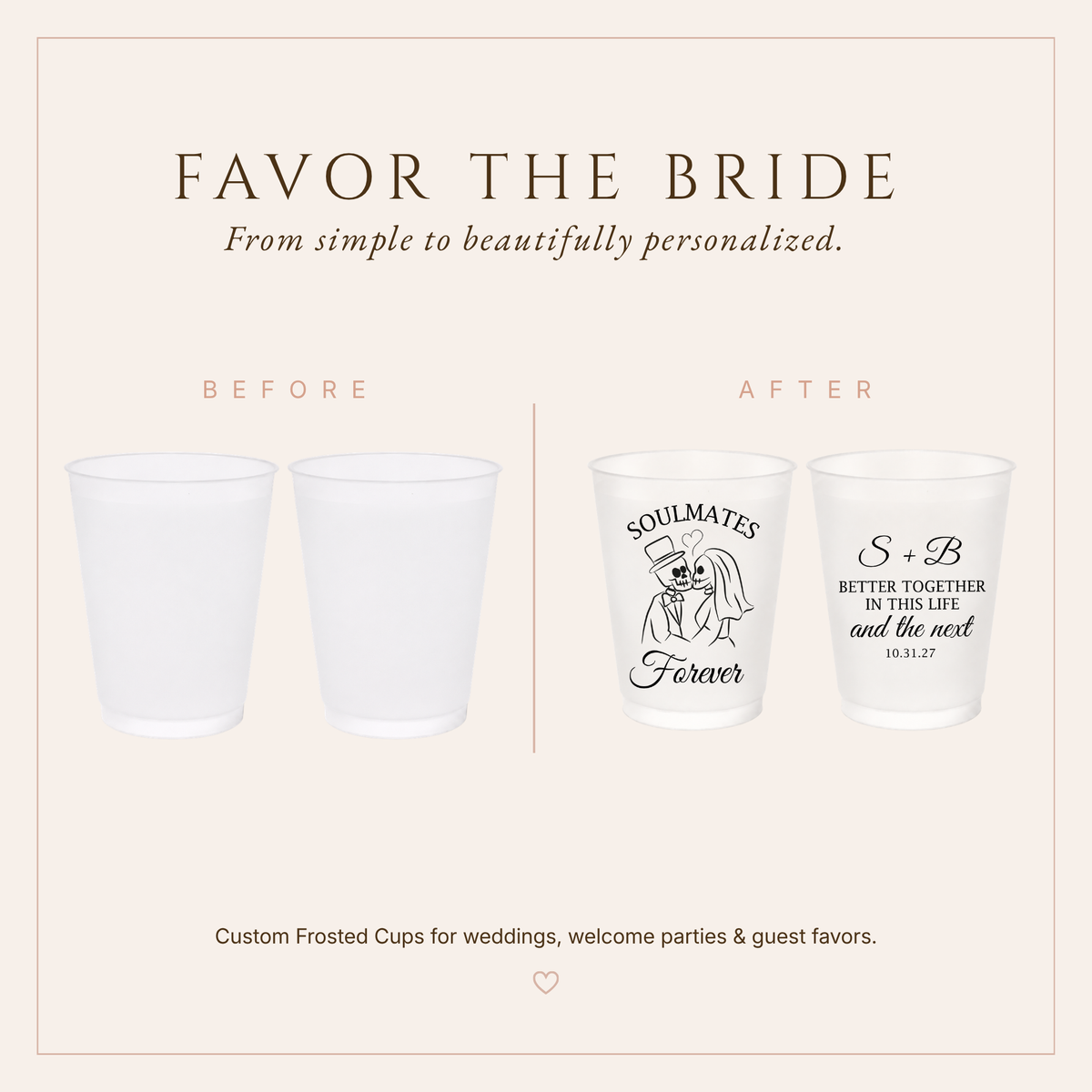 Personalized Soulmates Forever Frosted Wedding Cups