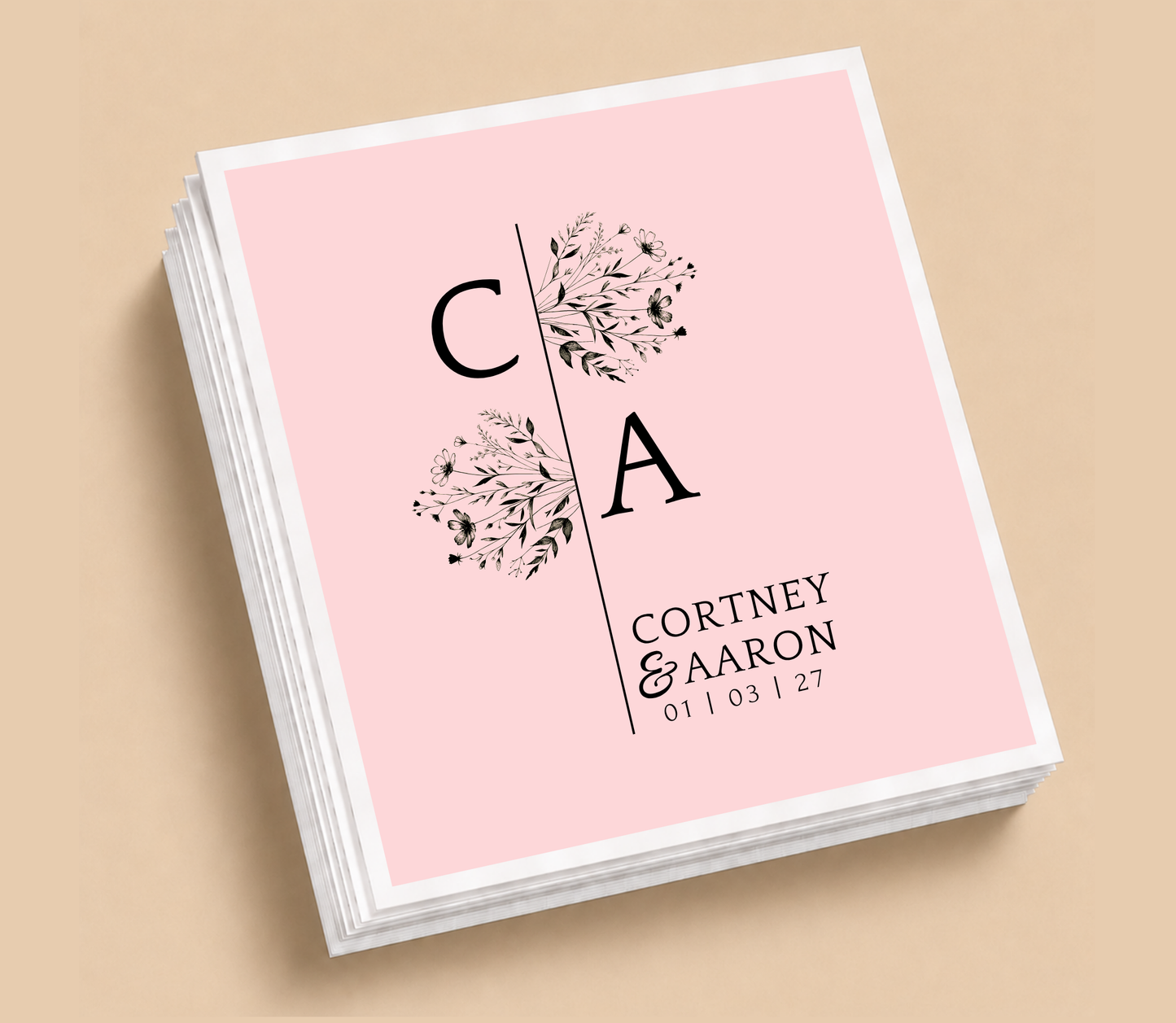 Personalized Split Monogram Wedding Table Napkins