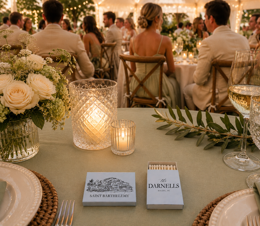Custom Saint Barthélemy wedding matchboxes