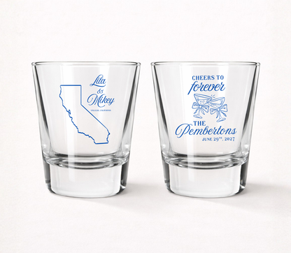 Custom state wedding shot glasses
California wedding shot glass favors
Personalized location wedding glasses
State outline wedding shot glasses
Custom wedding keepsake glasses
Wedding welcome bag shot glasses