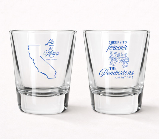 Custom state wedding shot glasses
California wedding shot glass favors
Personalized location wedding glasses
State outline wedding shot glasses
Custom wedding keepsake glasses
Wedding welcome bag shot glasses