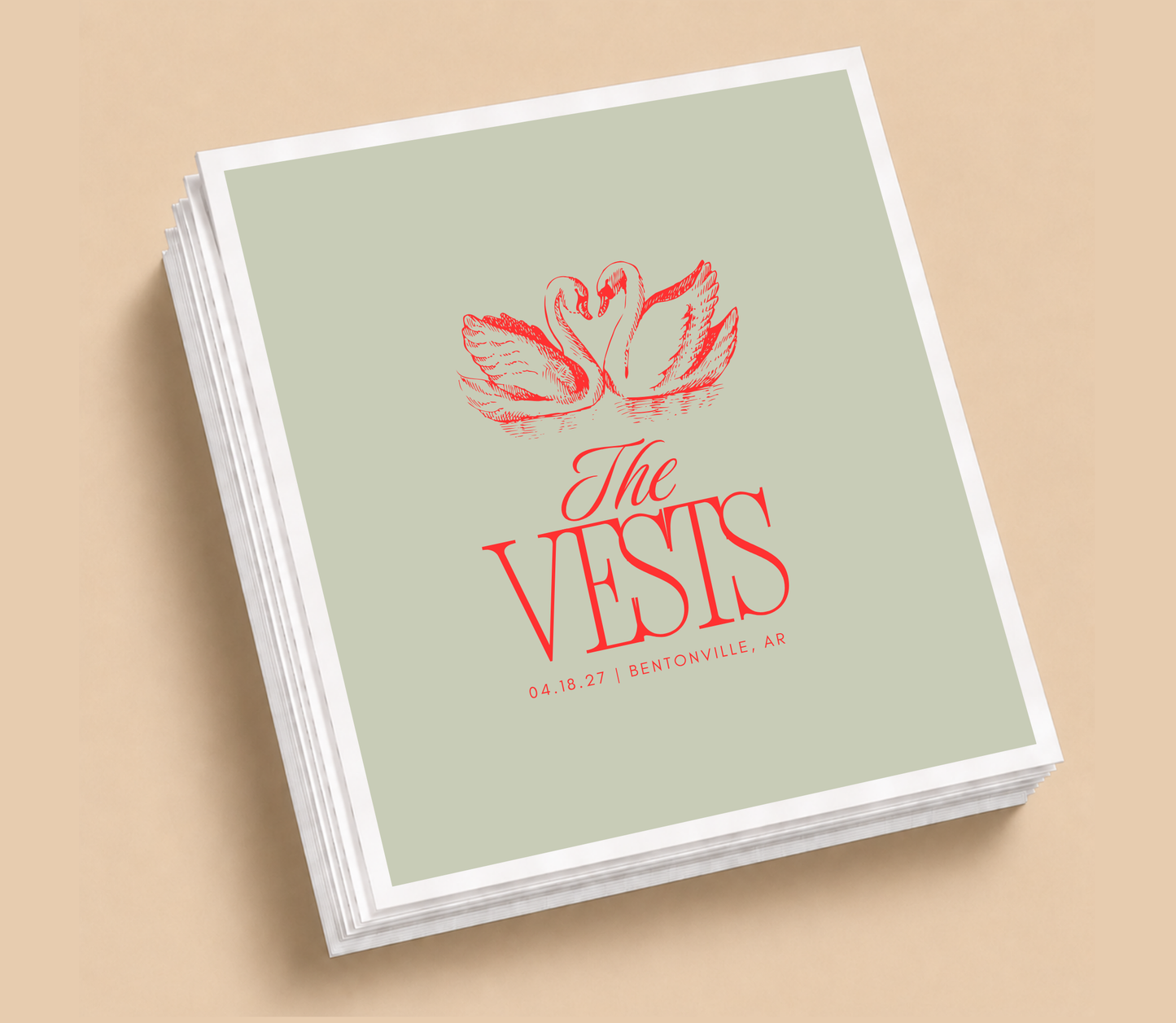 Personalized Swan Design Wedding Napkins