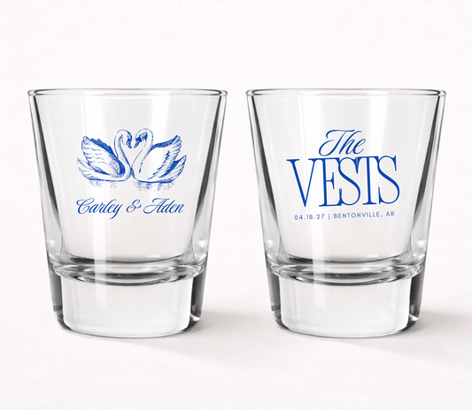 Swan wedding shot glasses personalized with names
Elegant swan wedding favor shot glasses
Custom wedding shot glasses with swan design
Romantic wedding keepsake glasses
Personalized wedding favor shot glasses
Classic swan wedding reception favors