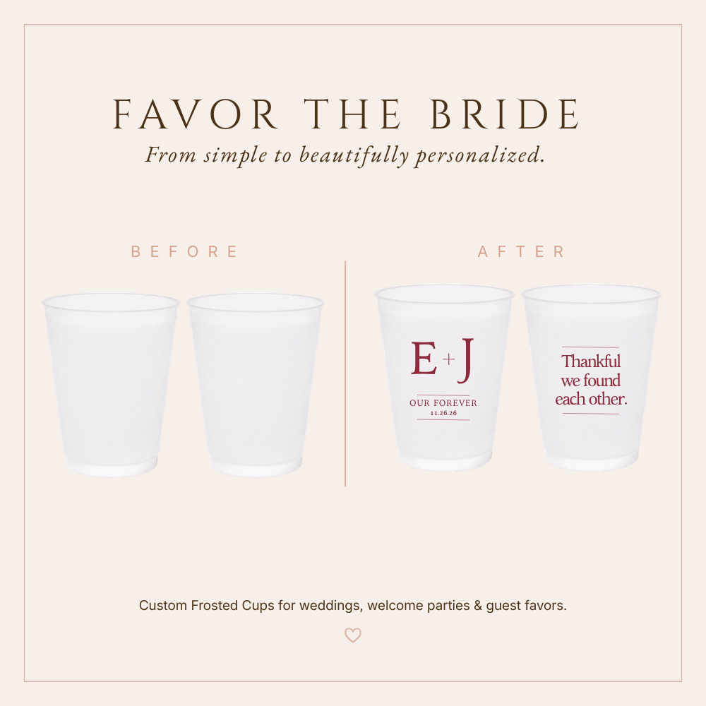 Minimalist Thanksgiving wedding guest favor cups