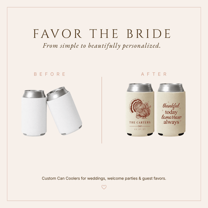 Personalized Thanksgiving Wedding Can Coolers
