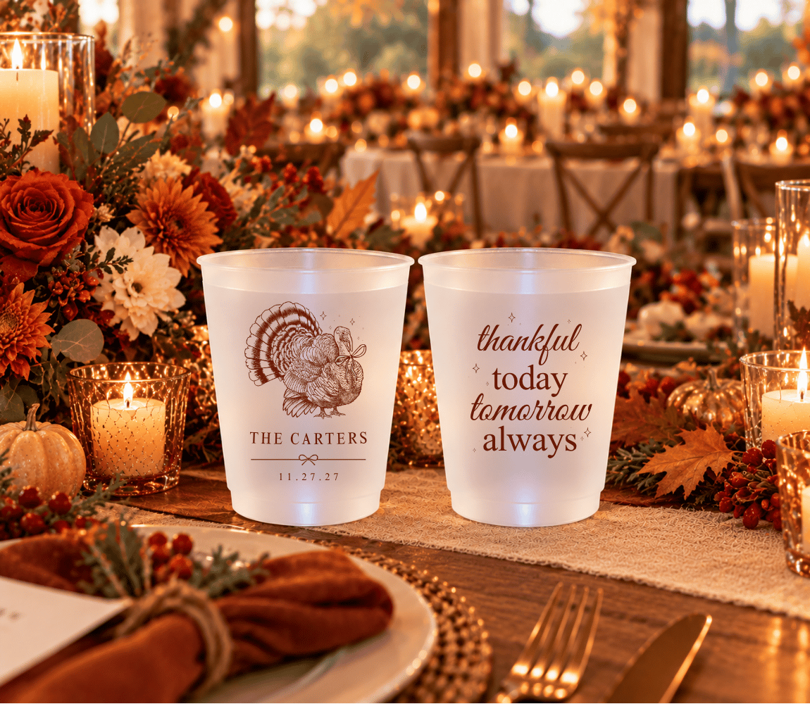 Elegant autumn wedding frosted drink cups