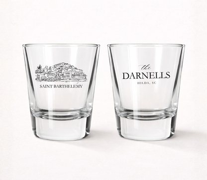 Destination wedding shot glasses
Custom venue wedding shot glasses
Saint Barth wedding favors
Luxury resort wedding shot glasses
Personalized destination wedding favors
Custom wedding keepsake shot glasses