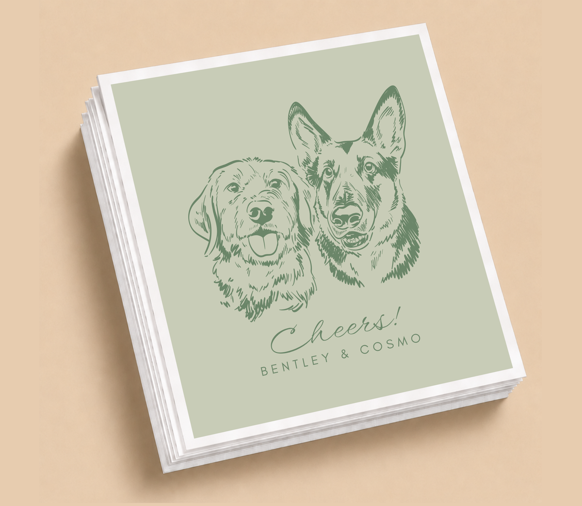 Personalized Two Dog Wedding Table Napkins
