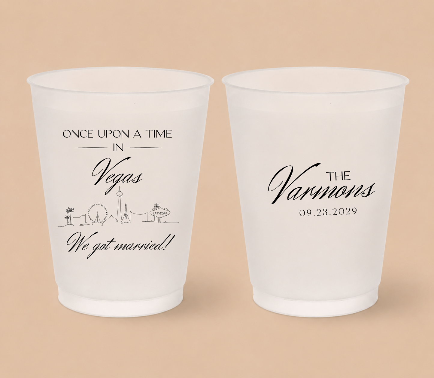 Personalized Las Vegas Wedding Frosted Cups