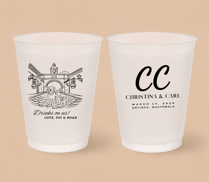 Personalized Antigua Guatemala Pet Wedding Frosted Cups