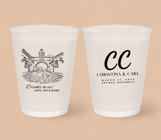 Personalized Antigua Guatemala Pet Wedding Frosted Cups