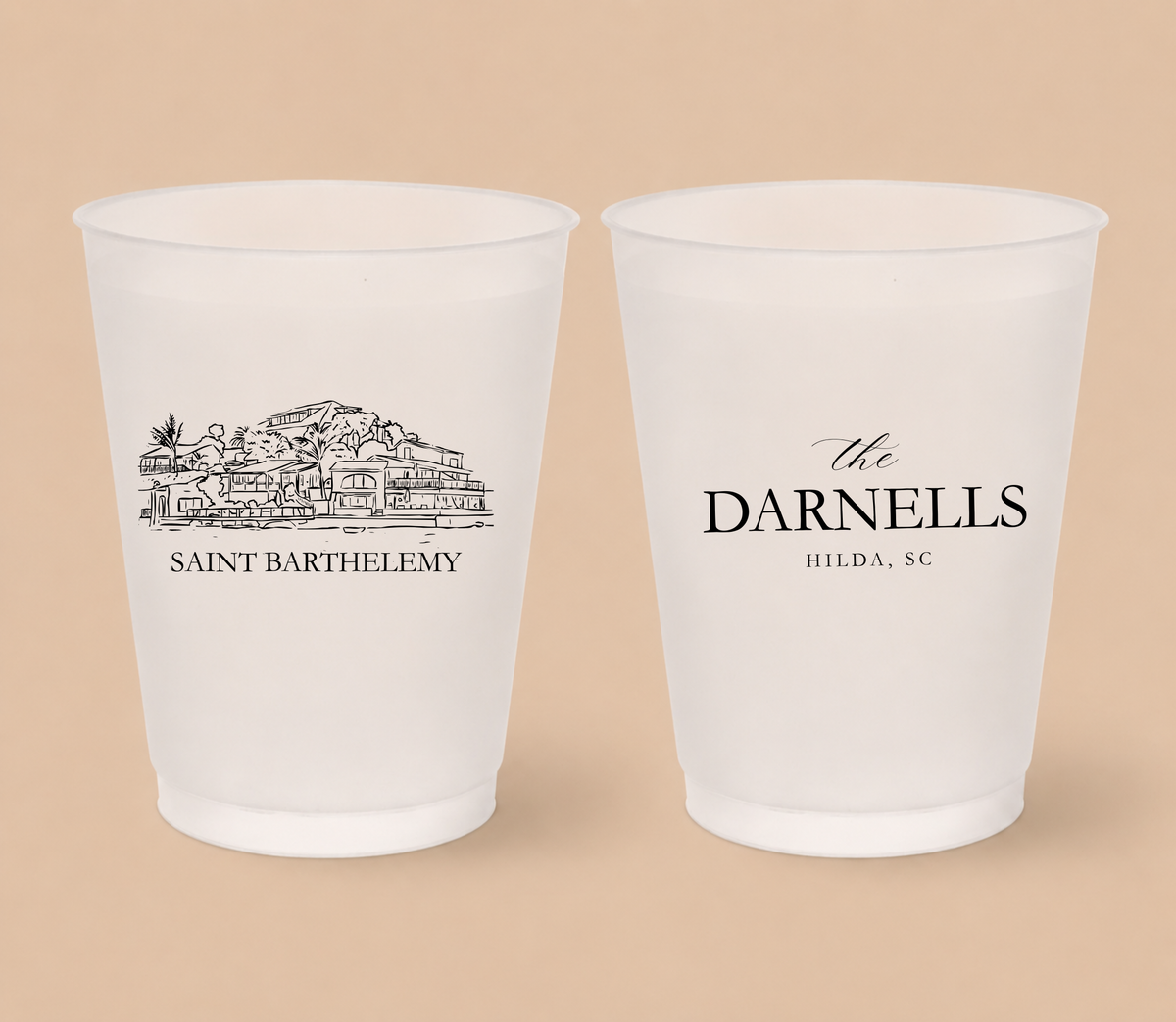 Personalized Saint Barthelemy Wedding Frosted Cups